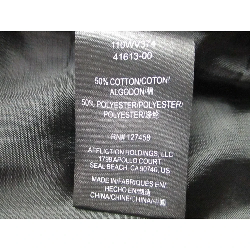 Affliction Jacket Mens XL Shacket Black Plaid Flannel‎ Snap Live Fast 110WW574